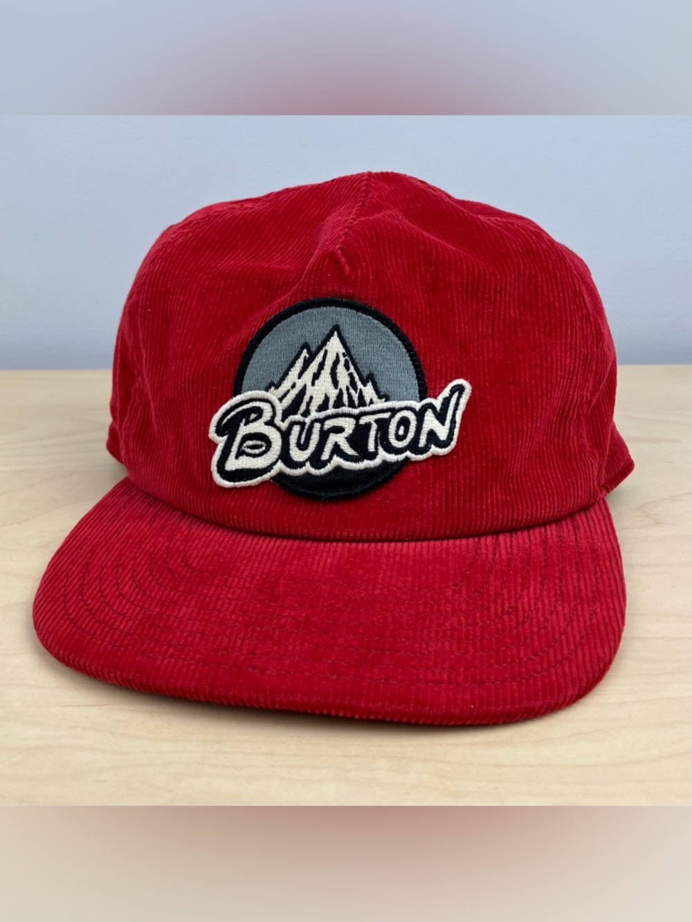 Burton Mid Profile Corduroy Snapback Trucker Hat Red Embroidered Patch Logo